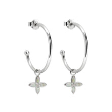 Load image into Gallery viewer, Murkani - Medium Clover Hoop Earrings - Sterling Silver