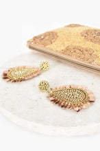 Load image into Gallery viewer, Metallic Leaf Edge Bead Earrings (Gold)