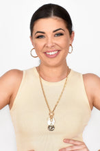 Load image into Gallery viewer, Mother of Pearl Disc Cluster Necklace (Gold/Cream)