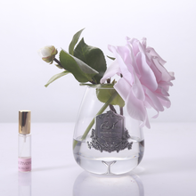 Load image into Gallery viewer, Cote Noire - Tear Drop Tea Rose in Clear Glass - French Pink