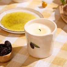 Load image into Gallery viewer, Paddywax Bistro Olive Embossed Ceramic Candle - Fig &amp; Olive