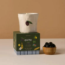 Load image into Gallery viewer, Paddywax Bistro Olive Embossed Ceramic Candle - Fig &amp; Olive