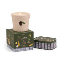 Load image into Gallery viewer, Paddywax Bistro Olive Embossed Ceramic Candle - Fig &amp; Olive