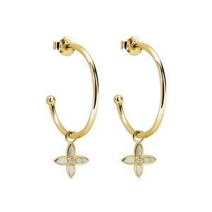 Murkani - Medium Clover Hoop Earrings - Gold