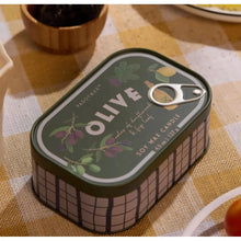 Load image into Gallery viewer, Paddywax Bistro Olive Printed Tin Candle - Fig &amp; Olive 4.5oz/127g