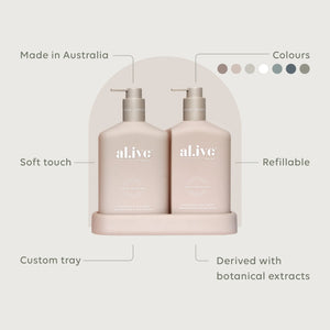 al.ive - Wash & Lotion Duo + Tray - Applewood & Goji Berry