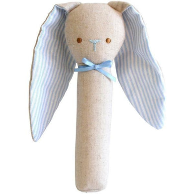 Bunny Rattle & Squeaker Linen -Blue