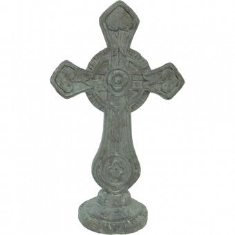 Decorative Cross on Base-Aged Finish