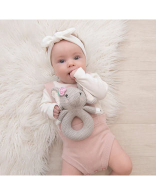 Ella the Elephant Knitted Rattle