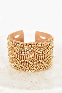 Beaded Structured Cuff (Gold)