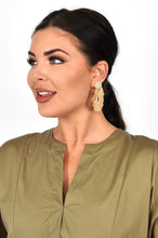 Load image into Gallery viewer, Viva Raffia Beaded Top Earrings (Camel)