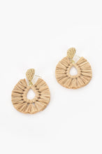 Load image into Gallery viewer, Viva Raffia Beaded Top Earrings (Camel)