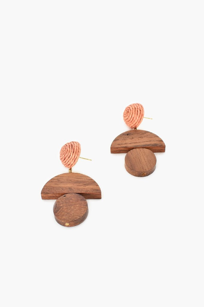 Timber Weave Mix Drop Earrings ( Tan)