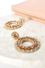 Load image into Gallery viewer, Scallop Edge Ring Drop Earrings (Peach/Gold)