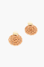 Load image into Gallery viewer, Basket Weave Circle Drop Earrings (Tan/Gold)