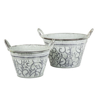 2 Piece Belle Metal Decorative Bucket Set -