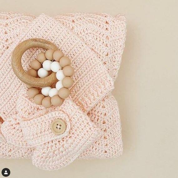 O.B. Designs - Blush Pink | Eco-Friendly Teether | Organic Beechwood Silicone Toy