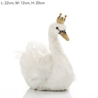 Cembel White Feather Swan with Golden Crown (pick up only)