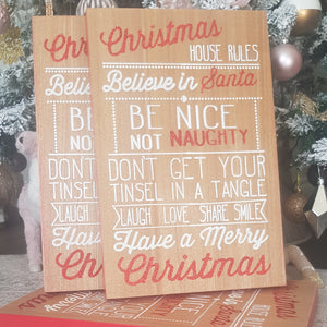 Christmas House Rules Wooden Sign