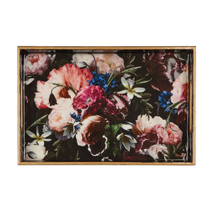 Lacquered Wood Tray – Blueberry Floral.