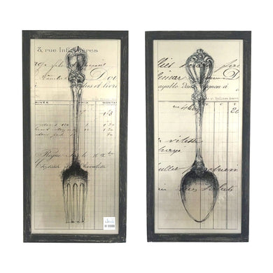 Fork And Spoon Framed Kitchen Wall Art - Pick up only