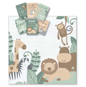 Safari Milestone Muslin Wrap & Baby Milestone Photo Cards Set