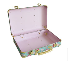 Load image into Gallery viewer, Vintage  Style Carry  Case - Aqua Cottage Rose