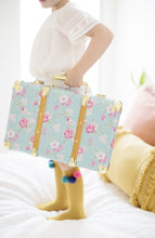 Load image into Gallery viewer, Vintage  Style Carry  Case - Aqua Cottage Rose