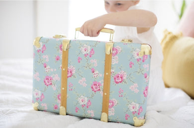 Vintage  Style Carry  Case - Aqua Cottage Rose