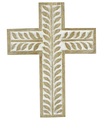 Vine Wood Cross White Wash