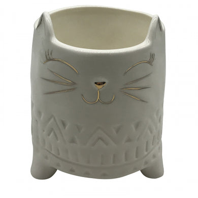 On sale Esme Cat Ceramic Planter - White/Gold