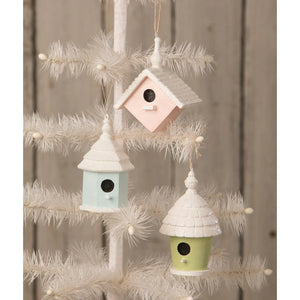 Bird House Ornaments - Set of 3