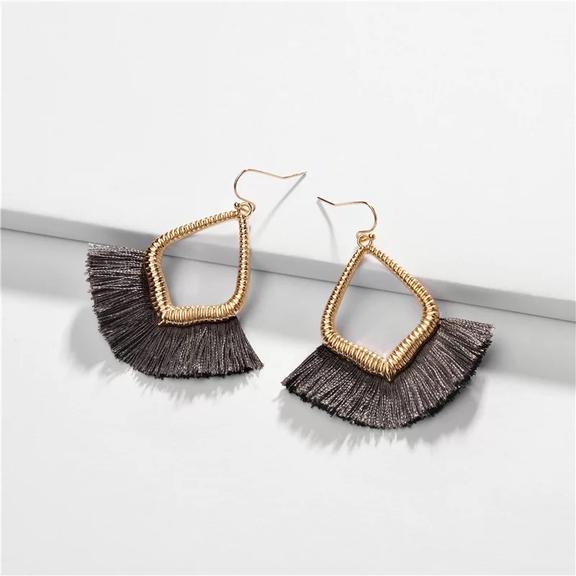 Tassel Earrings - Dark Grey